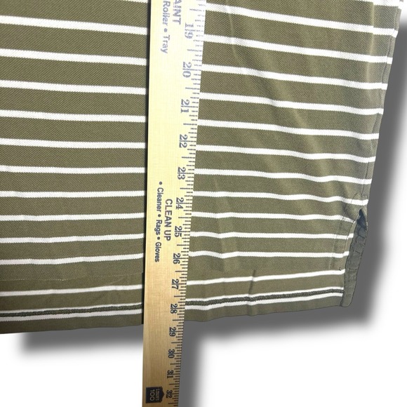 Polo Ralph Lauren Large Green Polo Striped Cotton Long Tail Preppy Golf Shirt - Picture 4 of 6